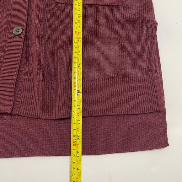 J Jill Womens Long Button Cardigan Ribbed With Pockets Burgundy Size M NWT - Picture 9 of 9